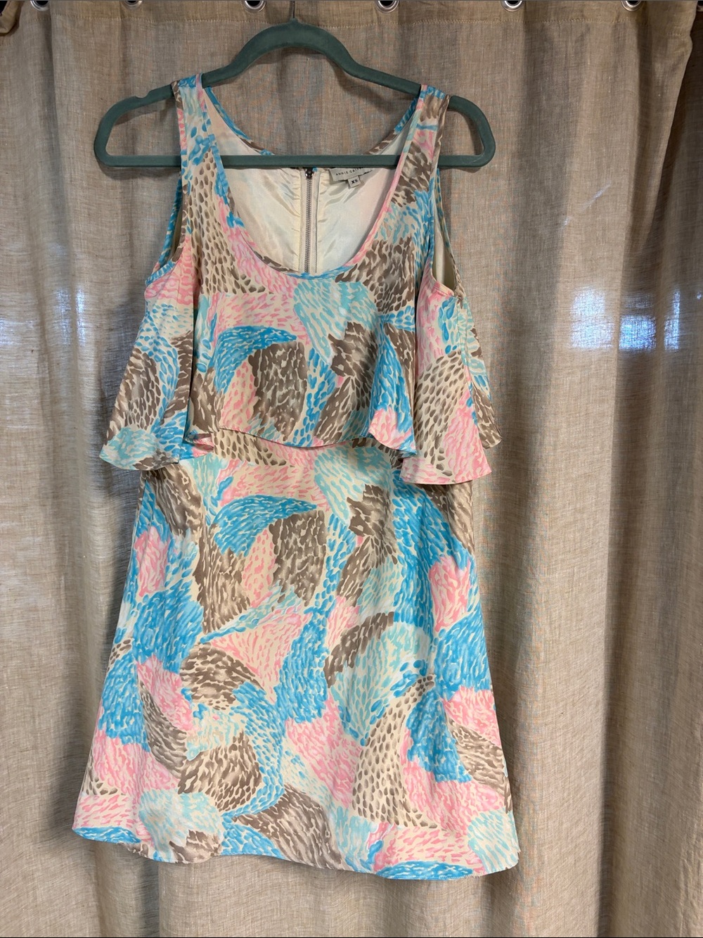 Annie Griffin Sleeveless Mini Dress in Blue, Pink & Brown